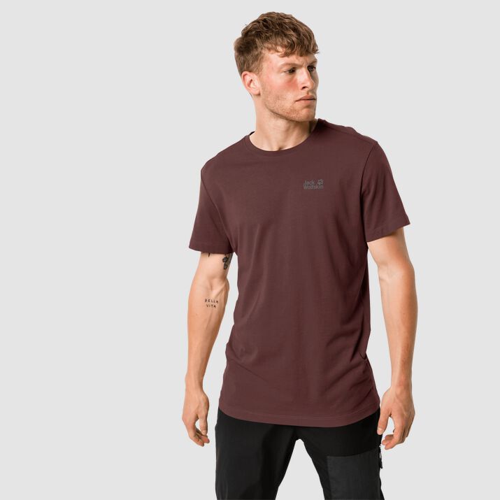 Jack Wolfskin Mens Essential T-shirt Dark Brown Red 831205NPE